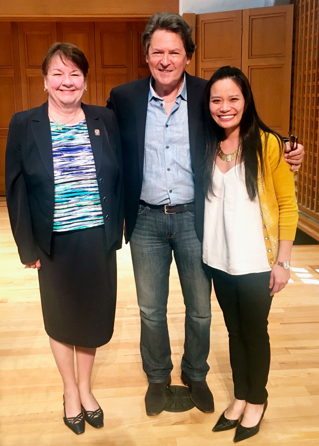 Dr. Peter Simon with Elaine Rusk and Dr. Ruby Wang, from the Pasadena Conservatory of Music