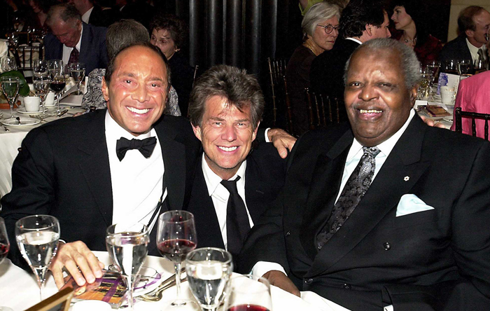 Paul Anka with Royal Conservatory alumni David Foster and the late Oscar Peterson at the 2002 Royal Occasion